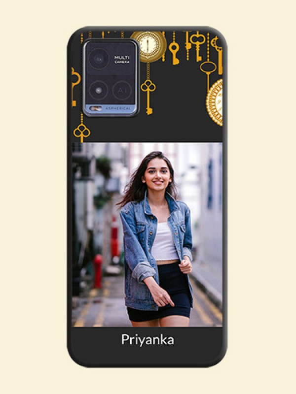 Decorative Design with Text on Space Black Custom Soft Matte Back Cover - Vivo T1x