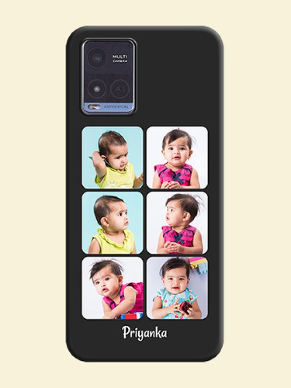 Floral Art with 6 Image Holder on Photo on Space Black Soft Matte Mobile Case - Vivo T1x