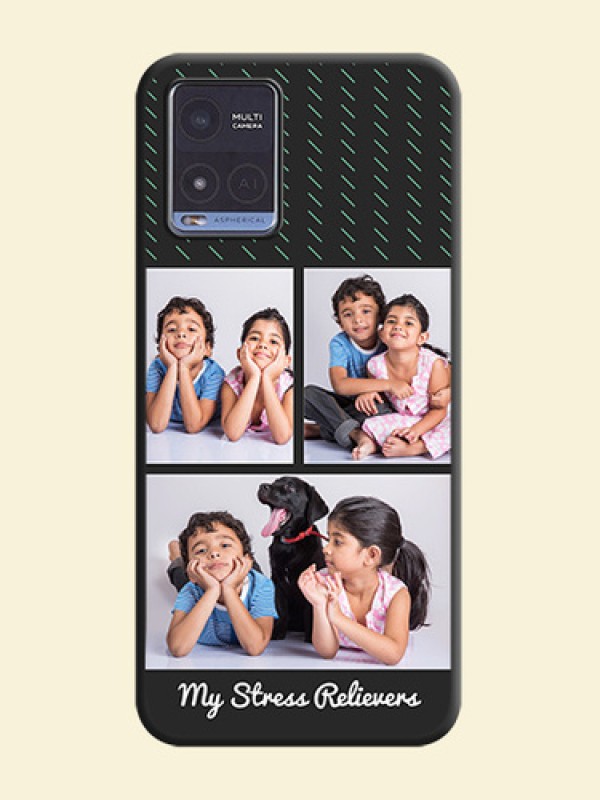 Cross Dotted Pattern with 2 Image Holder  on Personalised Space Black Soft Matte Cases - Vivo T1x