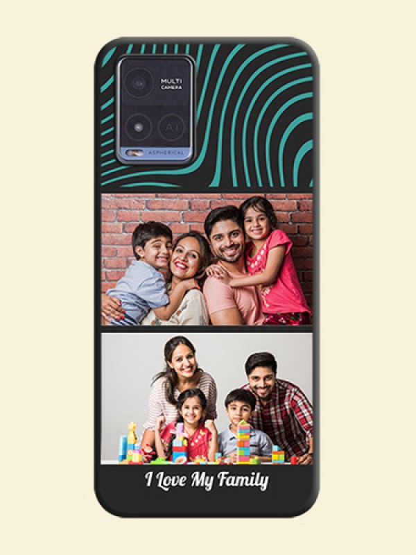 Wave Pattern with 2 Image Holder on Space Black Personalized Soft Matte Phone Covers - Vivo T1x