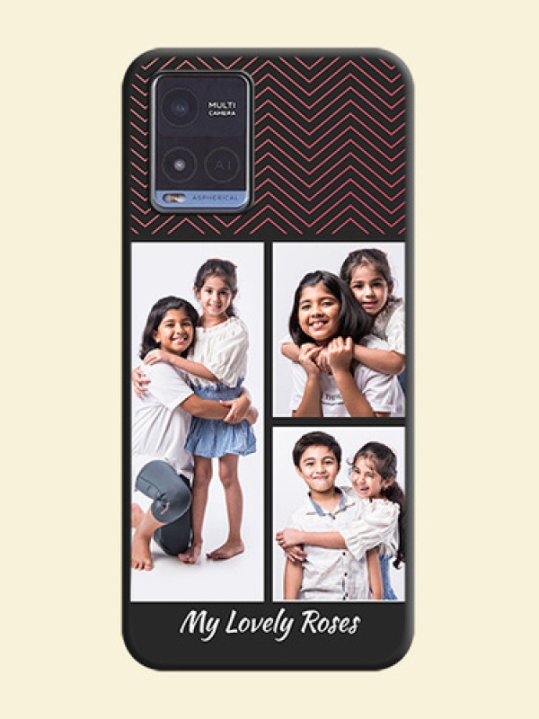 Wave Pattern with 3 Image Holder on Space Black Custom Soft Matte Back Cover - Vivo T1x