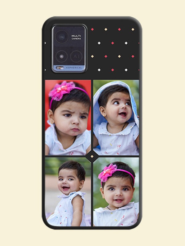 Multicolor Dotted Pattern with 4 Image Holder on Space Black Custom Soft Matte Phone Cases - Vivo T1x