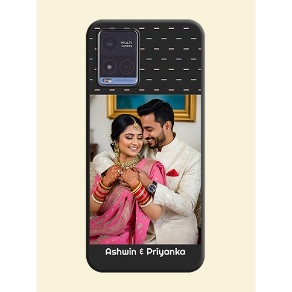 Line Pattern Design with Text on Space Black Custom Soft Matte Phone Back Cover - Vivo T1x Line Pattern Design with Text on Space Black Custom Soft Matte Phone Back Cover - Vivo T1x