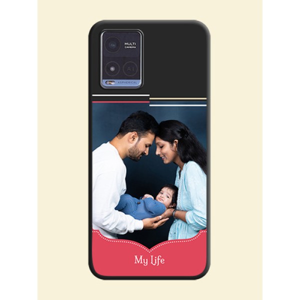 Classic Plain Design with Name on Photo on Space Black Soft Matte Phone Cover - Vivo T1x Classic Plain Design with Name on Photo on Space Black Soft Matte Phone Cover - Vivo T1x