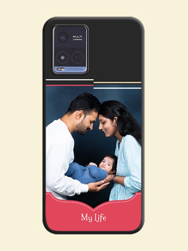 Classic Plain Design with Name on Photo on Space Black Soft Matte Phone Cover - Vivo T1x