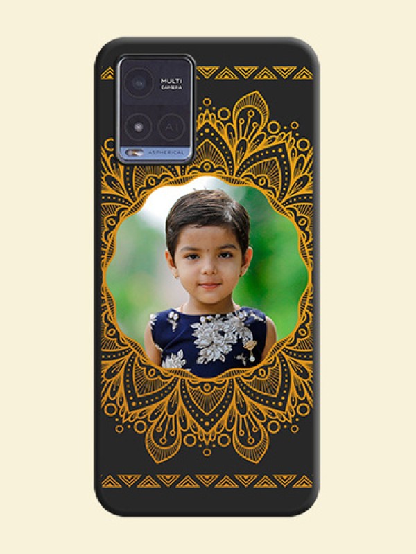 Round Image with Floral Design on Photo on Space Black Soft Matte Mobile Cover - Vivo T1x