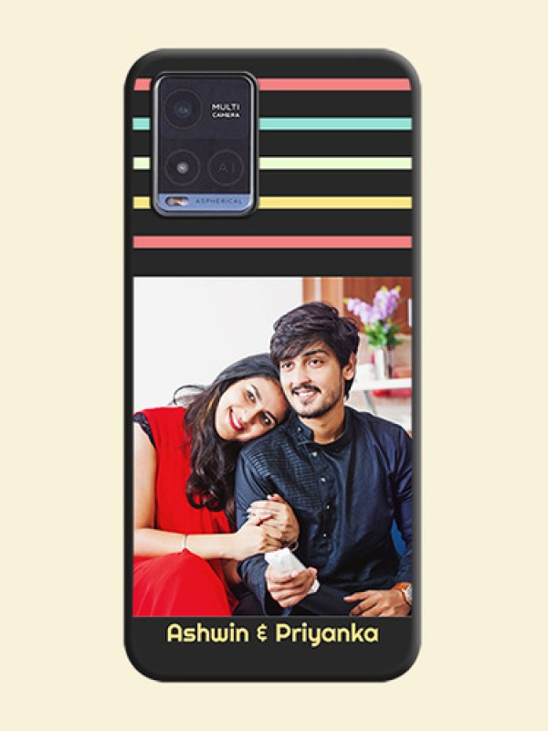 Color Stripes with Photo and Text on Photo on Space Black Soft Matte Mobile Case - Vivo T1x