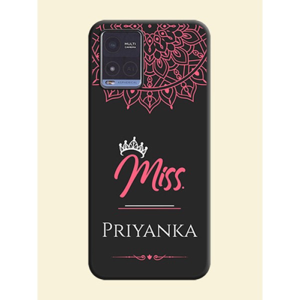 Mrs Name with Floral Design on Space Black Personalized Soft Matte Phone Covers - Vivo T1x Mrs Name with Floral Design on Space Black Personalized Soft Matte Phone Covers - Vivo T1x