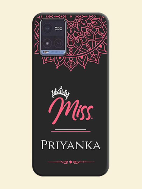 Mrs Name with Floral Design on Space Black Personalized Soft Matte Phone Covers - Vivo T1x