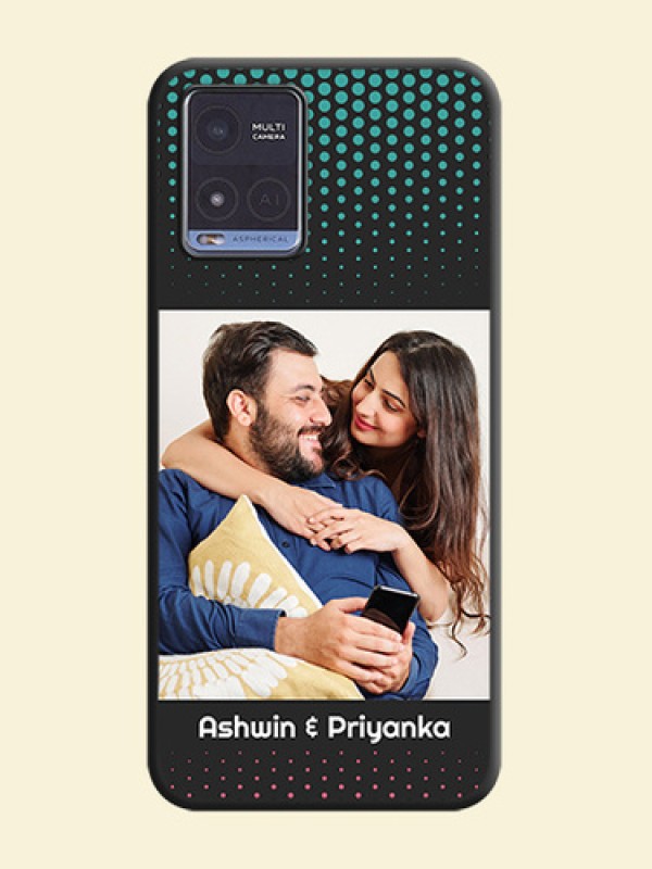 Faded Dots with Grunge Photo Frame and Text on Space Black Custom Soft Matte Phone Cases - Vivo T1x