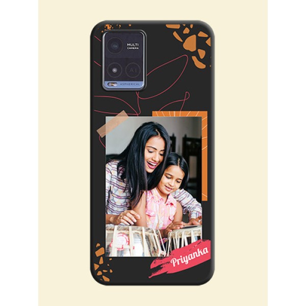 Orange Photo Frame on Space Black Custom Soft Matte Phone Back Cover - Vivo T1x Orange Photo Frame on Space Black Custom Soft Matte Phone Back Cover - Vivo T1x