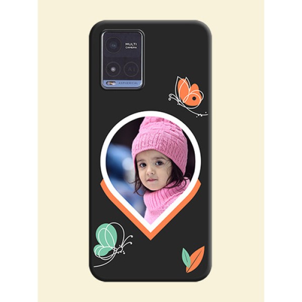 Upload Pic With Simple Butterly Design On Space Black Personalized Soft Matte Phone Covers -Vivo T1X Upload Pic With Simple Butterly Design On Space Black Personalized Soft Matte Phone Covers -Vivo T1X