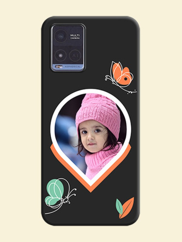 Upload Pic With Simple Butterly Design On Space Black Personalized Soft Matte Phone Covers -Vivo T1X