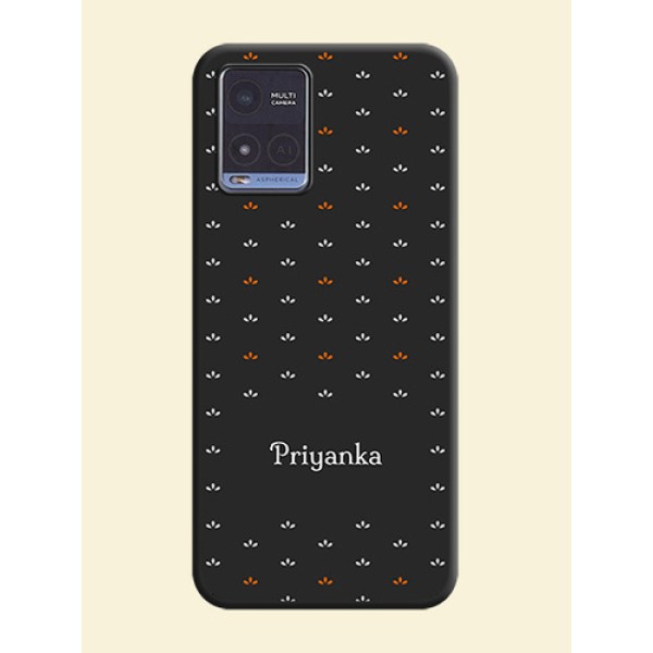 Simple Pattern With Custom Text On Space Black Personalized Soft Matte Phone Covers -Vivo T1X Simple Pattern With Custom Text On Space Black Personalized Soft Matte Phone Covers -Vivo T1X
