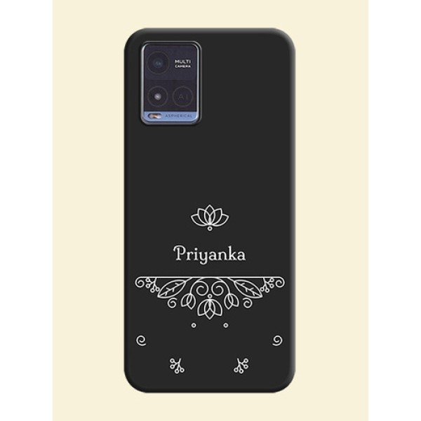 Lotus Garden Custom Text On Space Black Personalized Soft Matte Phone Covers -Vivo T1X Lotus Garden Custom Text On Space Black Personalized Soft Matte Phone Covers -Vivo T1X