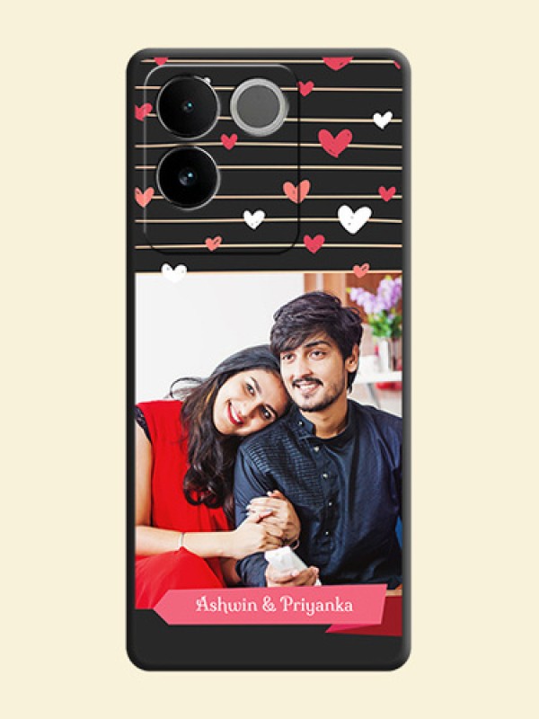 Love Pattern with Name on Pink Ribbon  on Photo On Space Black Custom Soft Matte Mobile Back Cover - Vivo T2 Pro 5G