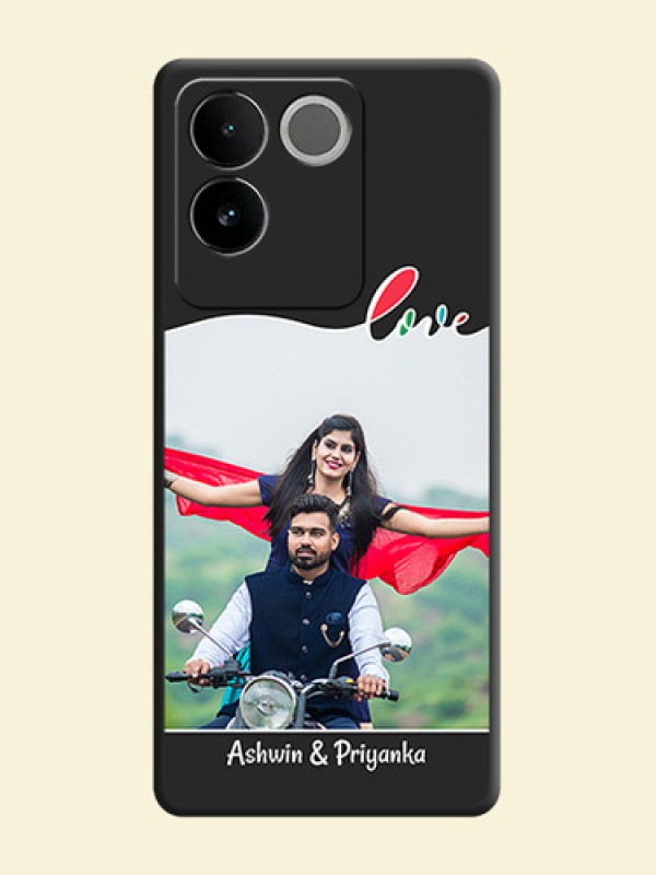 Fall in Love Pattern with Picture on Photo On Space Black Custom Soft Matte Mobile Back Cover - Vivo T2 Pro 5G