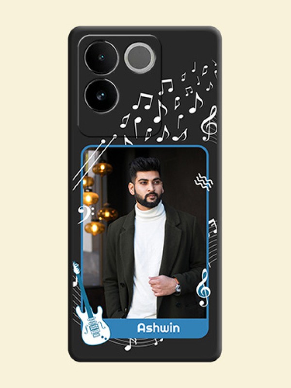 Musical Theme Design with Text on Photo On Space Black Custom Soft Matte Mobile Back Cover - Vivo T2 Pro 5G