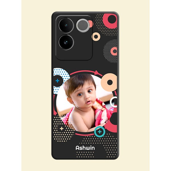 Multicoloured Round Image On Space Black Custom Soft Matte Mobile Back Cover - Vivo T2 Pro 5G Multicoloured Round Image On Space Black Custom Soft Matte Mobile Back Cover - Vivo T2 Pro 5G