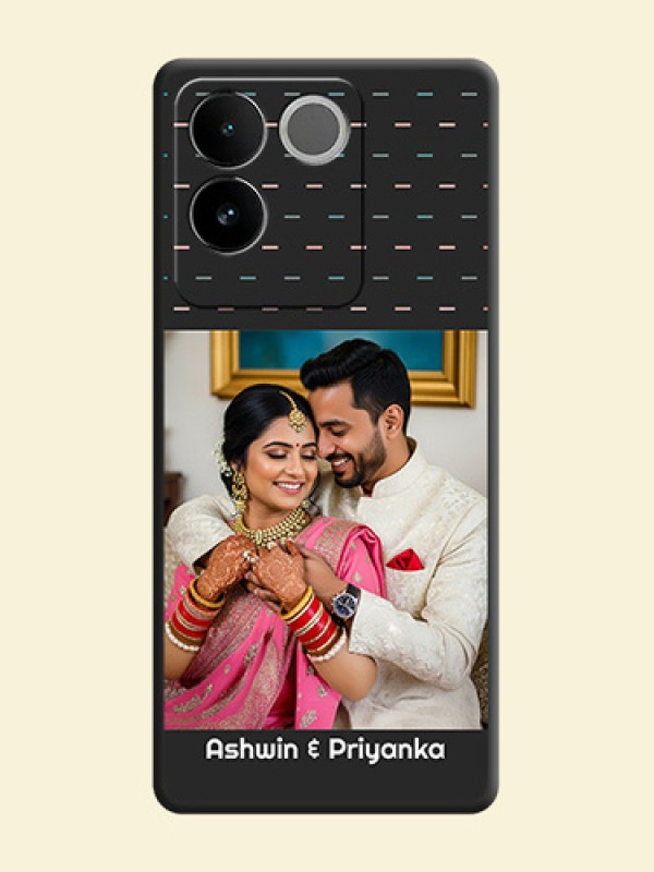 Line Pattern Design with Text On Space Black Custom Soft Matte Mobile Back Cover - Vivo T2 Pro 5G