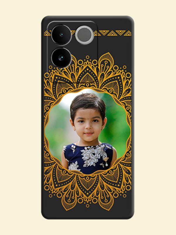 Round Image with Floral Design On Space Black Custom Soft Matte Mobile Back Cover - Vivo T2 Pro 5G
