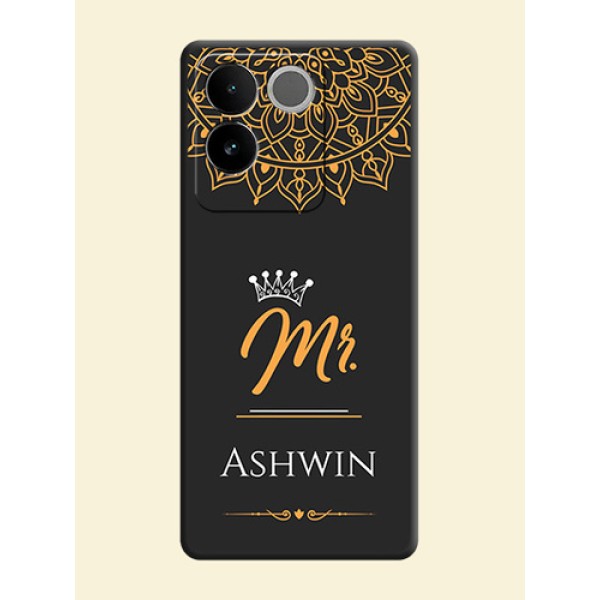 Mr Name with Floral Design On Space Black Custom Soft Matte Mobile Back Cover - Vivo T2 Pro 5G Mr Name with Floral Design On Space Black Custom Soft Matte Mobile Back Cover - Vivo T2 Pro 5G