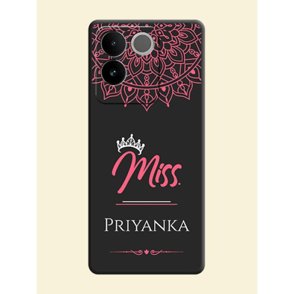 Mrs Name with Floral Design On Space Black Custom Soft Matte Mobile Back Cover - Vivo T2 Pro 5G Mrs Name with Floral Design On Space Black Custom Soft Matte Mobile Back Cover - Vivo T2 Pro 5G