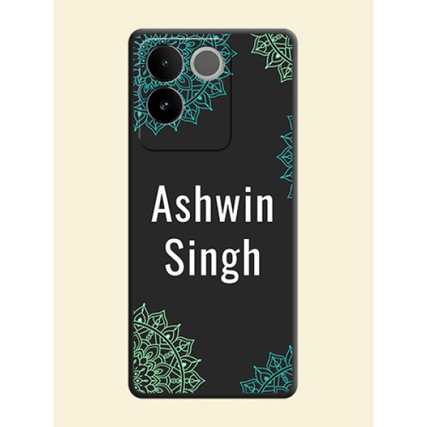 Your Name with Floral Design On Space Black Custom Soft Matte Mobile Back Cover - Vivo T2 Pro 5G Your Name with Floral Design On Space Black Custom Soft Matte Mobile Back Cover - Vivo T2 Pro 5G
