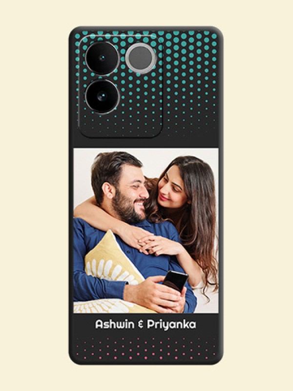 Faded Dots with Grunge Photo Frame and Text On Space Black Custom Soft Matte Mobile Back Cover - Vivo T2 Pro 5G
