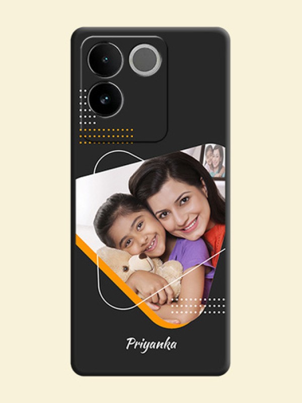 Yellow Triangle on Photo On Space Black Custom Soft Matte Mobile Back Cover - Vivo T2 Pro 5G