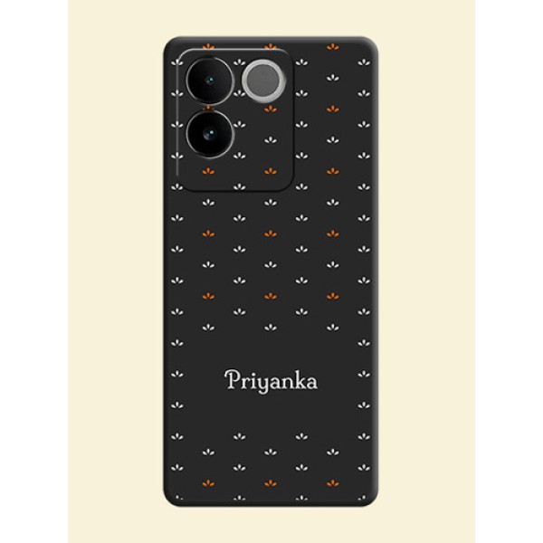 Simple Pattern With Custom Text On Space Black Custom Soft Matte Mobile Back Cover - Vivo T2 Pro 5G Simple Pattern With Custom Text On Space Black Custom Soft Matte Mobile Back Cover - Vivo T2 Pro 5G