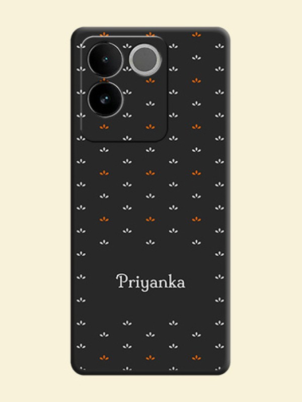 Simple Pattern With Custom Text On Space Black Custom Soft Matte Mobile Back Cover - Vivo T2 Pro 5G
