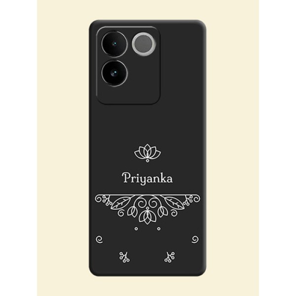 Lotus Garden Custom Text On Space Black Custom Soft Matte Mobile Back Cover - Vivo T2 Pro 5G Lotus Garden Custom Text On Space Black Custom Soft Matte Mobile Back Cover - Vivo T2 Pro 5G