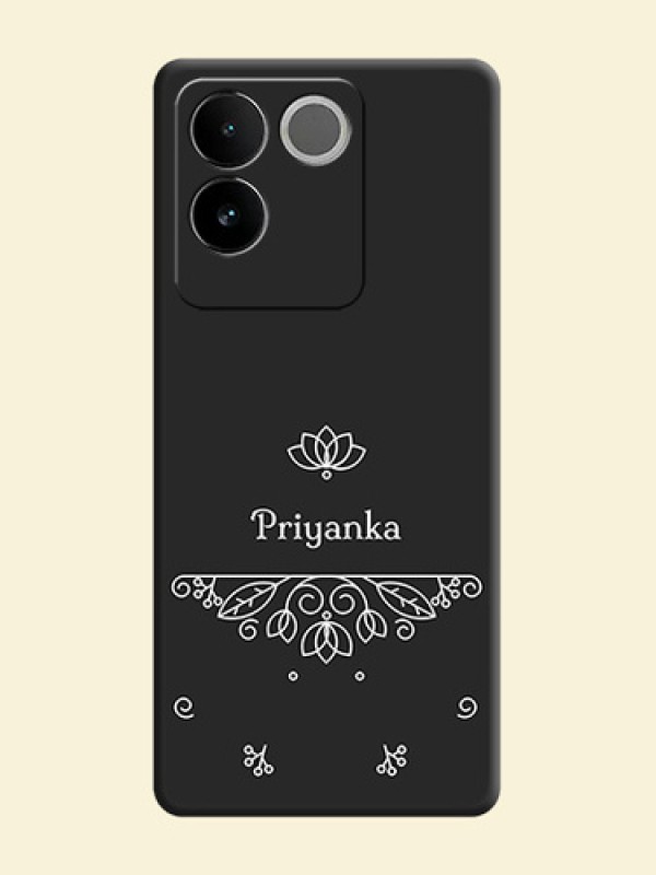Lotus Garden Custom Text On Space Black Custom Soft Matte Mobile Back Cover - Vivo T2 Pro 5G