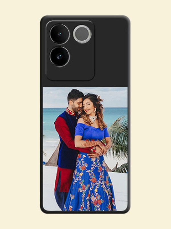 Image Upload With Space Black Color On Custom Soft Matte Mobile Back Cover - Vivo T2 Pro 5G