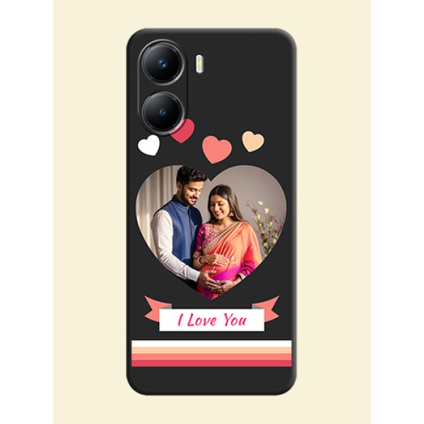 Love Shaped Photo with Colorful Stripes on Personalised Space Black Soft Matte Cases - Vivo T2x 5G Love Shaped Photo with Colorful Stripes on Personalised Space Black Soft Matte Cases - Vivo T2x 5G