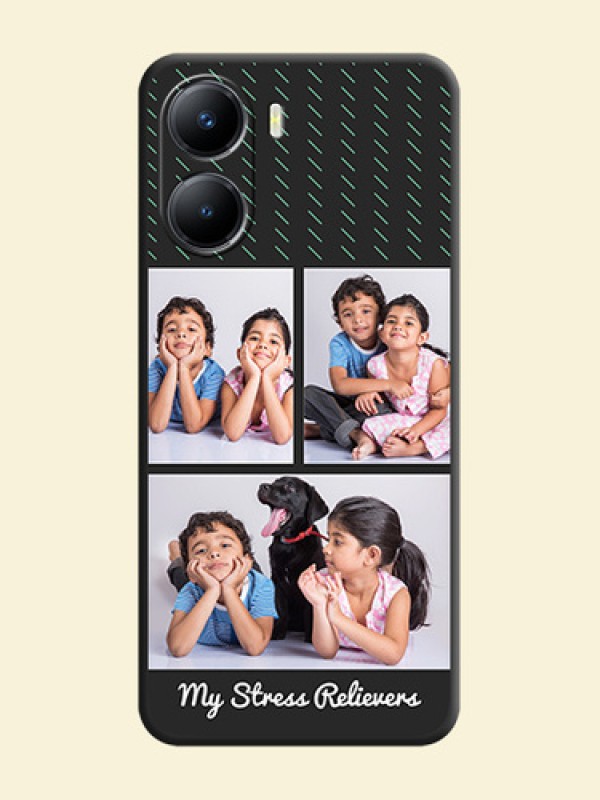Cross Dotted Pattern with 2 Image Holder  on Personalised Space Black Soft Matte Cases - Vivo T2x 5G