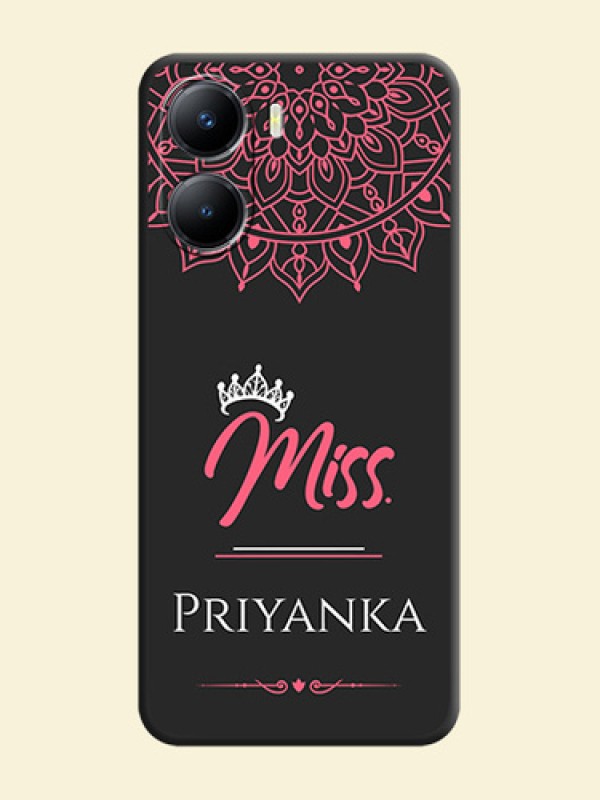 Mrs Name with Floral Design on Space Black Personalized Soft Matte Phone Covers - Vivo T2x 5G