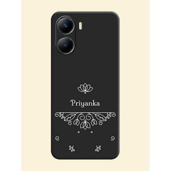 Lotus Garden Custom Text On Space Black Personalized Soft Matte Phone Covers -Vivo T2X 5G Lotus Garden Custom Text On Space Black Personalized Soft Matte Phone Covers -Vivo T2X 5G
