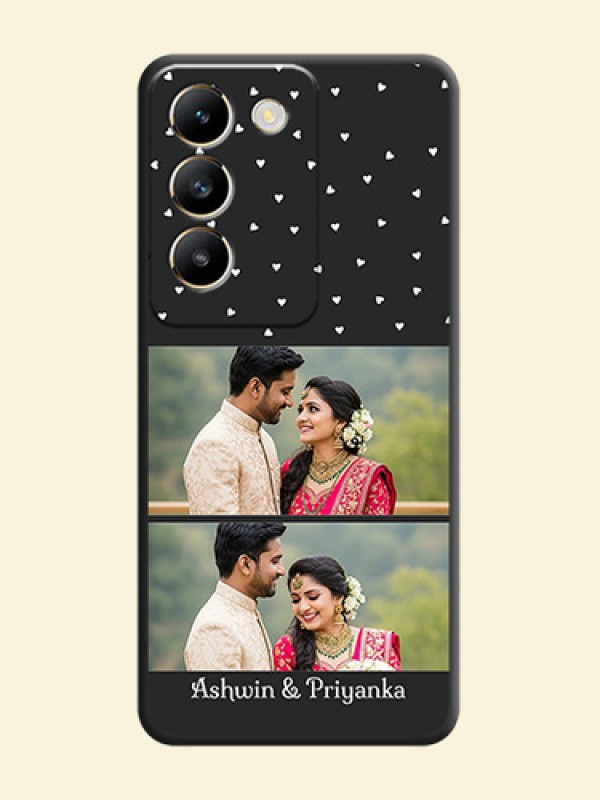 Miniature Love Symbols with Name on Space Black Custom Soft Matte Back Cover - Vivo T3 5G