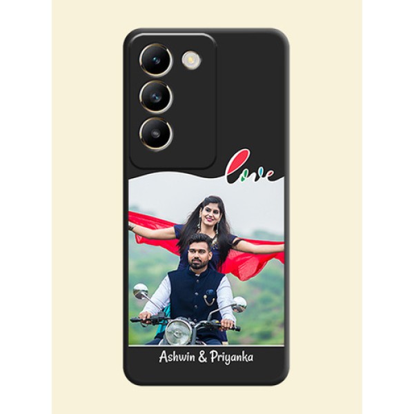 Fall in Love Pattern with Picture - Photo on Space Black Soft Matte Mobile Case - Vivo T3 5G