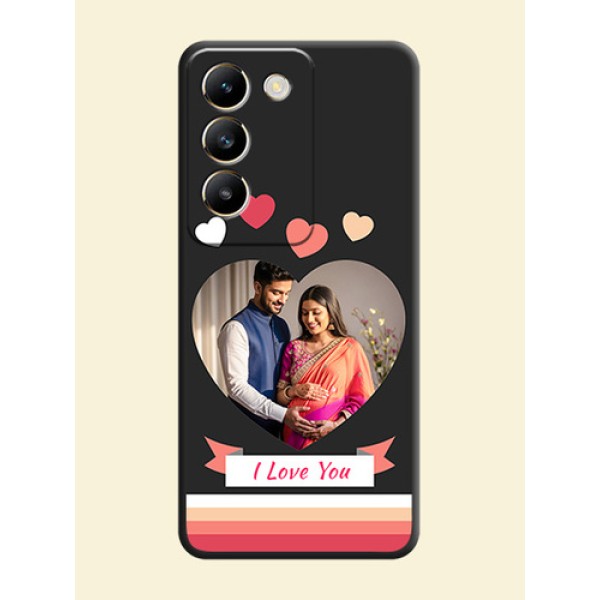 Love Shaped Photo with Colorful Stripes on Personalised Space Black Soft Matte Cases - Vivo T3 5G Love Shaped Photo with Colorful Stripes on Personalised Space Black Soft Matte Cases - Vivo T3 5G