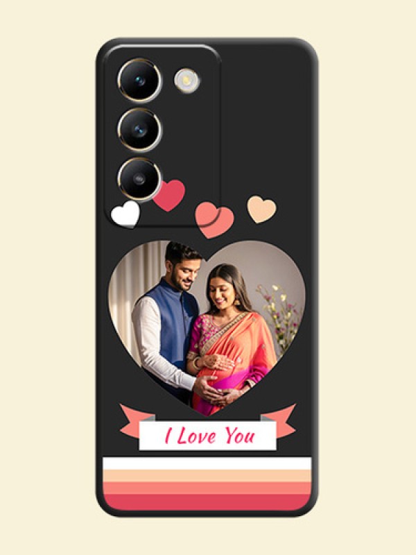 Love Shaped Photo with Colorful Stripes on Personalised Space Black Soft Matte Cases - Vivo T3 5G