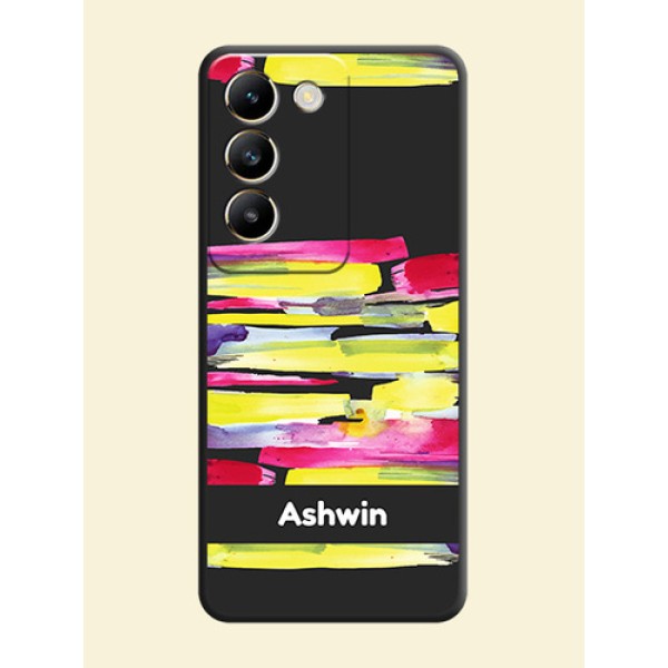 Brush Coloured on Space Black Personalized Soft Matte Phone Covers - Vivo T3 5G Brush Coloured on Space Black Personalized Soft Matte Phone Covers - Vivo T3 5G