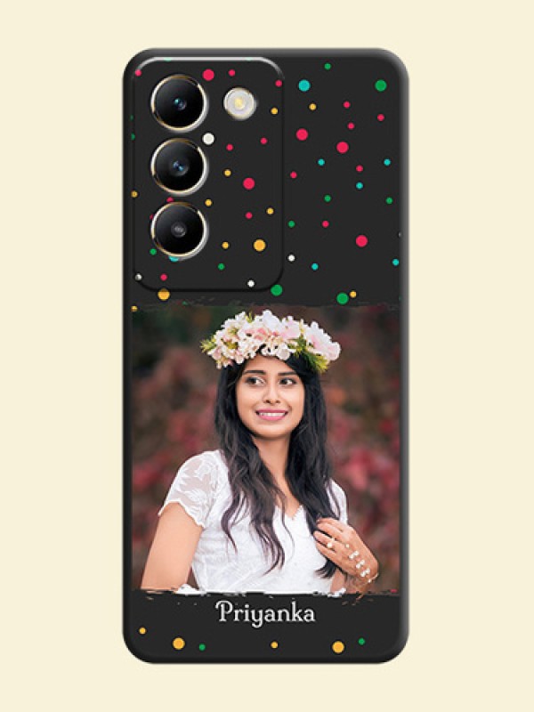 Multicolor Dotted Pattern with Text on Space Black Custom Soft Matte Phone Back Cover - Vivo T3 5G