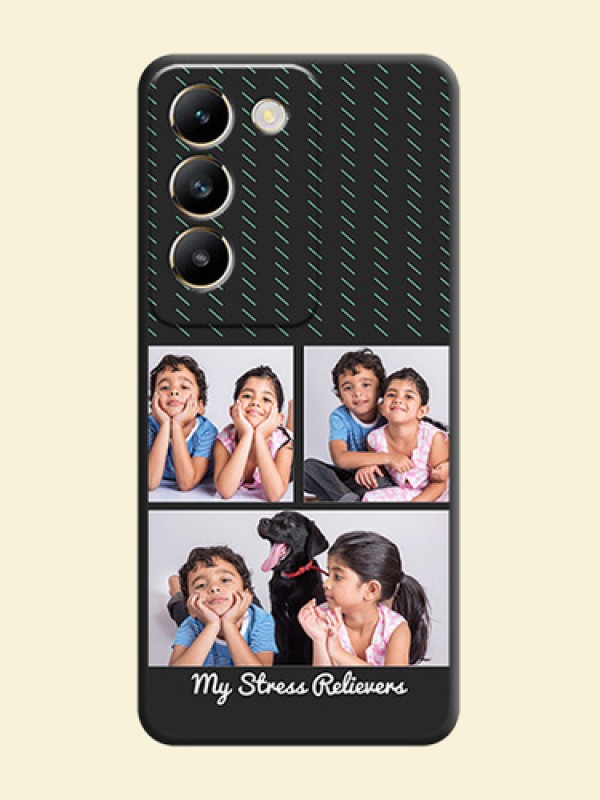Cross Dotted Pattern with 2 Image Holder on Personalised Space Black Soft Matte Cases - Vivo T3 5G