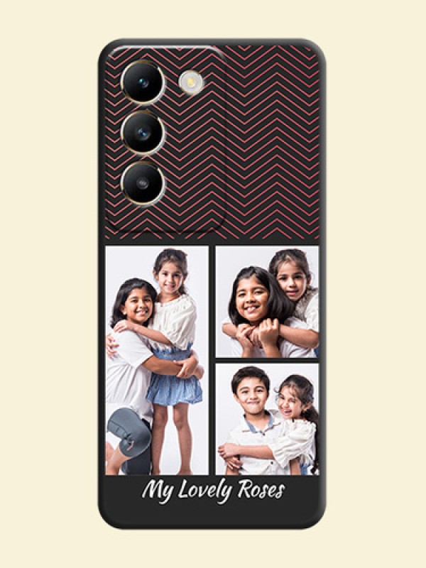 Wave Pattern with 3 Image Holder on Space Black Custom Soft Matte Back Cover - Vivo T3 5G