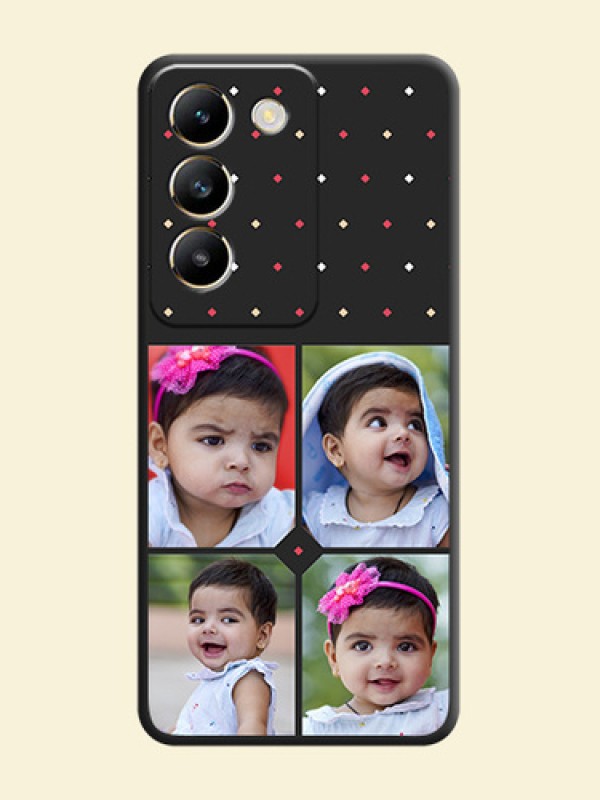 Multicolor Dotted Pattern with 4 Image Holder on Space Black Custom Soft Matte Phone Cases - Vivo T3 5G