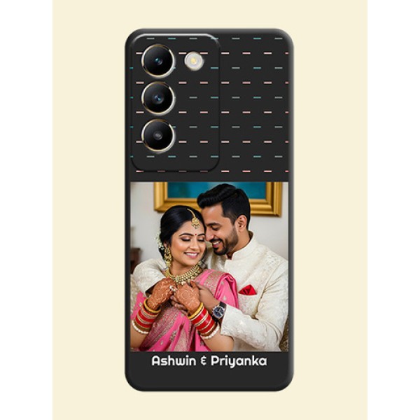 Line Pattern Design with Text on Space Black Custom Soft Matte Phone Back Cover - Vivo T3 5G Line Pattern Design with Text on Space Black Custom Soft Matte Phone Back Cover - Vivo T3 5G