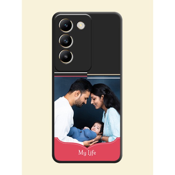 Classic Plain Design with Name - Photo on Space Black Soft Matte Phone Cover - Vivo T3 5G